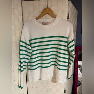 Philosophy Green Striped Crew Neck Sweater